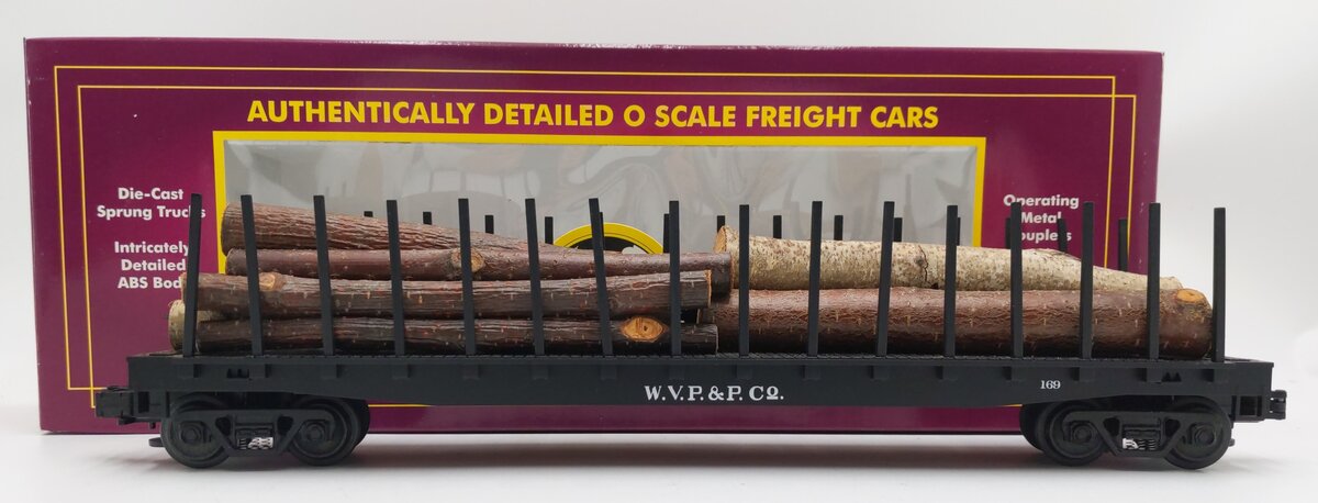 MTH 20-98103C O Gauge West Virginia Pulp and Paper Log Car w/Logs #169 EX/Box
