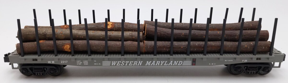 MTH 20-98102 O Western Maryland Flatcar with Log Load #2317 EX/Box