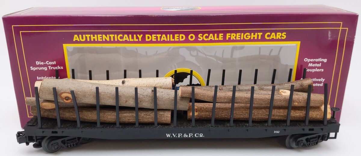 MTH 20-98103B O Gauge West Virginia Pulp and Paper Log Car w/Logs #162 EX/Box