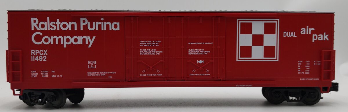 MTH 20-93025 O Gauge Ralston Purina 50' Double Door Plugged Boxcar #11492 LN/Box