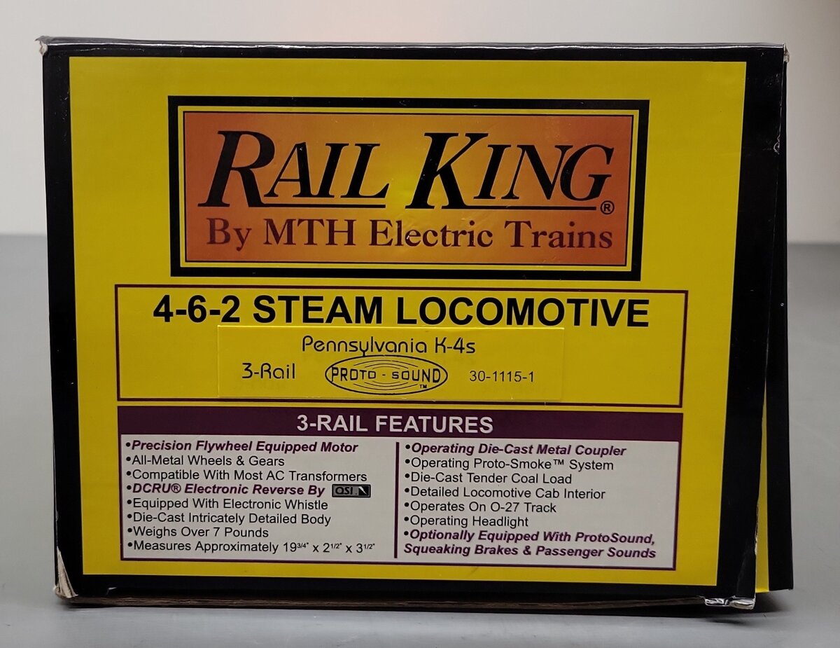 MTH 30-1115-1 O Gauge Pennsylvania 4-6-2 K4 Steam Locomotive & Tender w/PS1 EX/Box