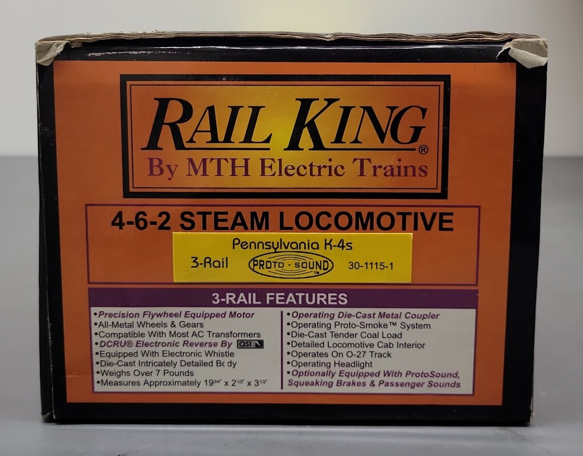 MTH 30-1115-1 O Gauge Pennsylvania 4-6-2 K4 Steam Locomotive & Tender w/PS1 EX/Box
