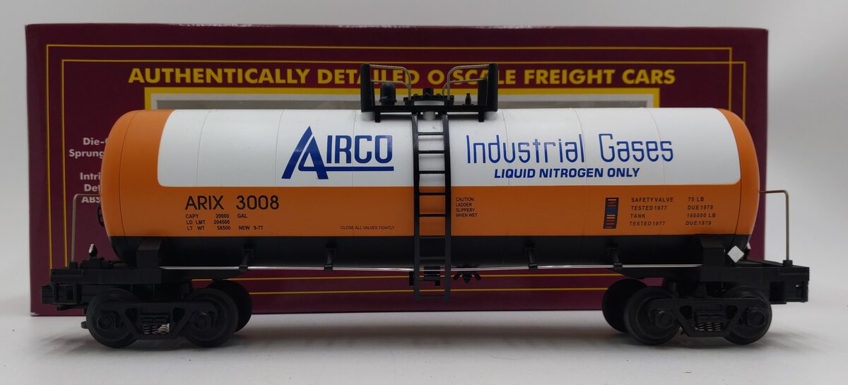 MTH 20-92011 O Gauge Airco Single Dome Tank Car #3008 EX/Box