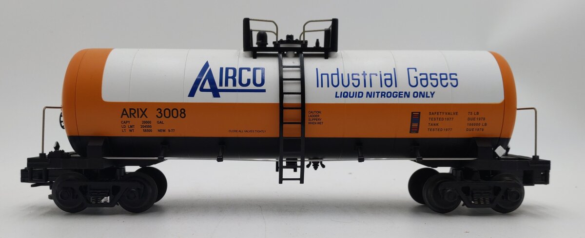 MTH 20-92011 O Gauge Airco Single Dome Tank Car #3008 EX/Box