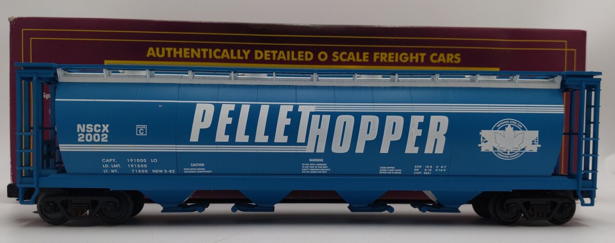 MTH 20-97473 O Gauge Pellet Blue 100 Ton Hopper Car #2002 EX/Box