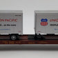MTH 20-98107 O Gauge Union Pacific Flatcar w/2 Short Trailers #57256 EX/Box