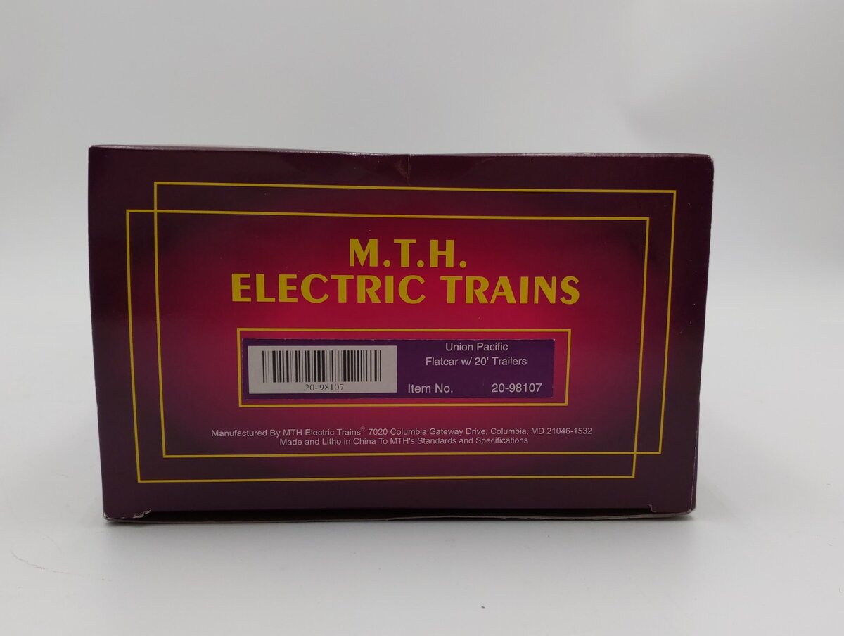 MTH 20-98107 O Gauge Union Pacific Flatcar w/2 Short Trailers #57256 EX/Box