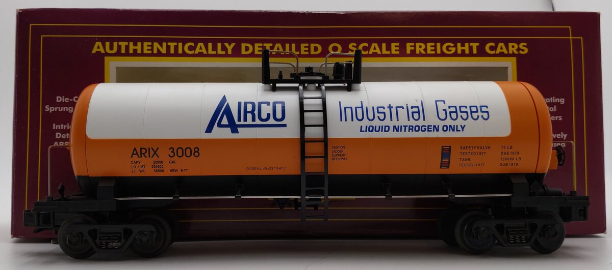 MTH 20-92011 O Gauge Airco Single Dome Tank Car #3008 VG/Box
