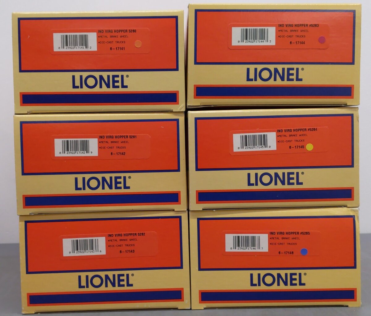 Lionel 6-17140 O Gauge Virginian 3-Bay Hopper 6-Car Set VG/Box