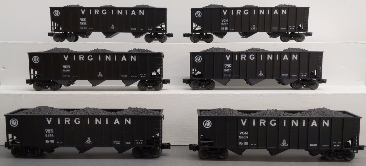 Lionel 6-17140 O Gauge Virginian 3-Bay Hopper 6-Car Set VG/Box