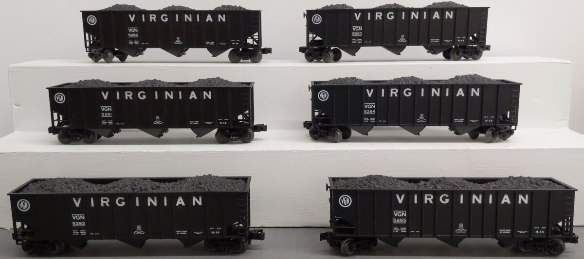 Lionel 6-17140 O Gauge Virginian 3-Bay Hopper 6-Car Set VG/Box