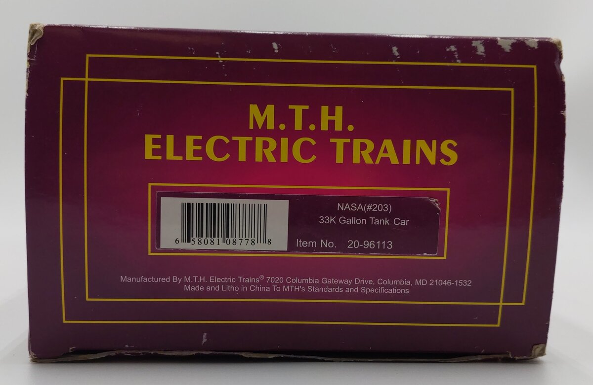 MTH 20-96113 O NASA 33K Gallon Tankcar #203 EX/Box