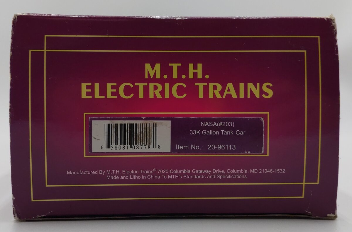 MTH 20-96113 O NASA 33K Gallon Tankcar #203 EX/Box