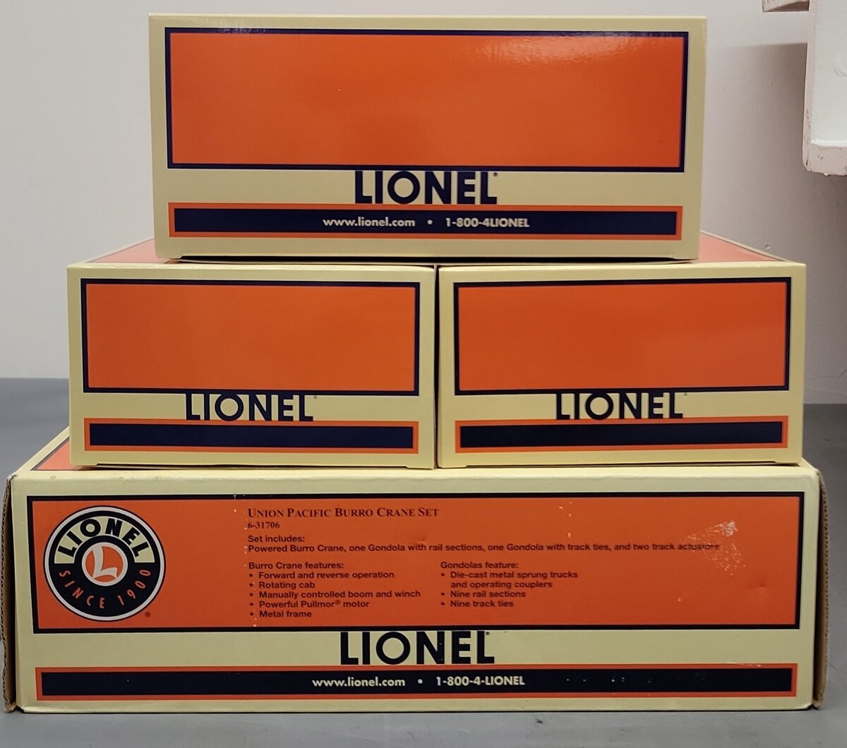 Lionel 6-31706 O Gauge Union Pacific Burro Crane Set EX/Box