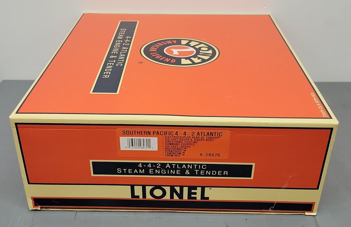 Lionel 6-28070 O SP Daylight 4-4-2 Atlantic Steam Locomotive & Tender #3000 EX/Box