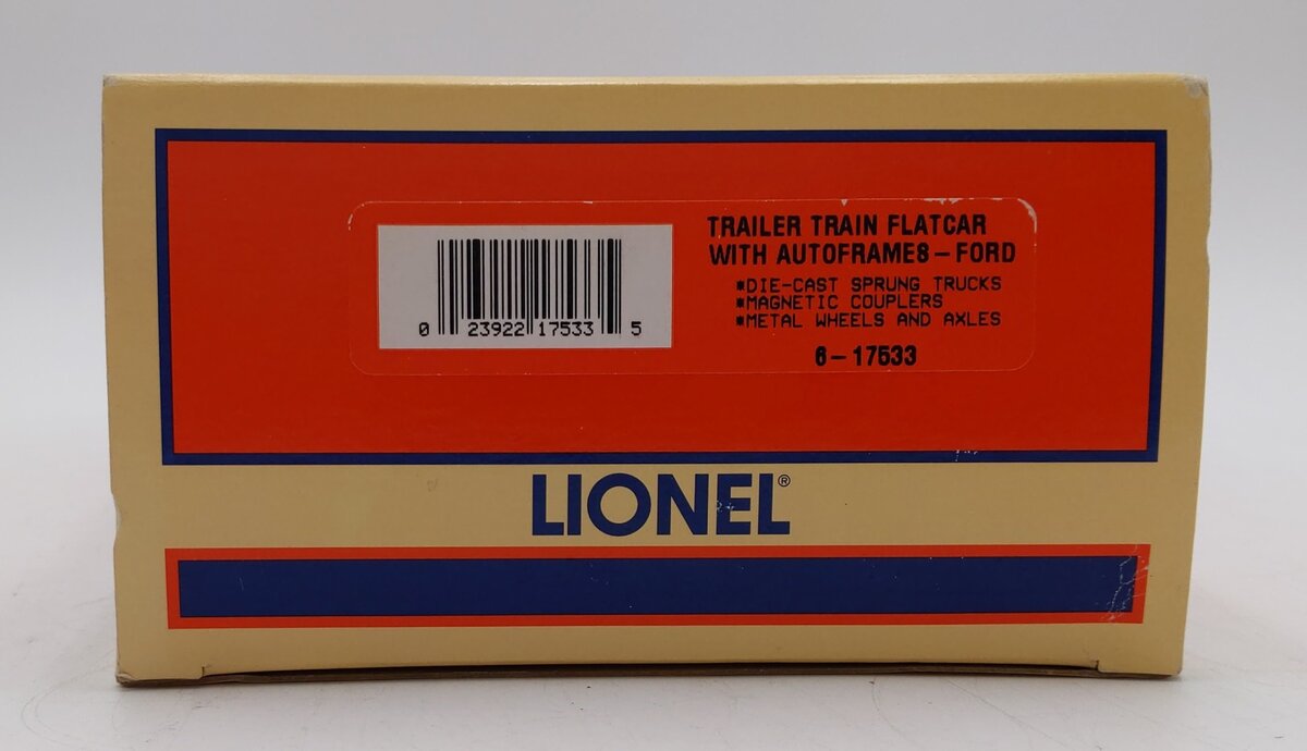 Lionel 6-17533 O Gauge Ford Trailer Train Flatcar with Auto frames LN/Box