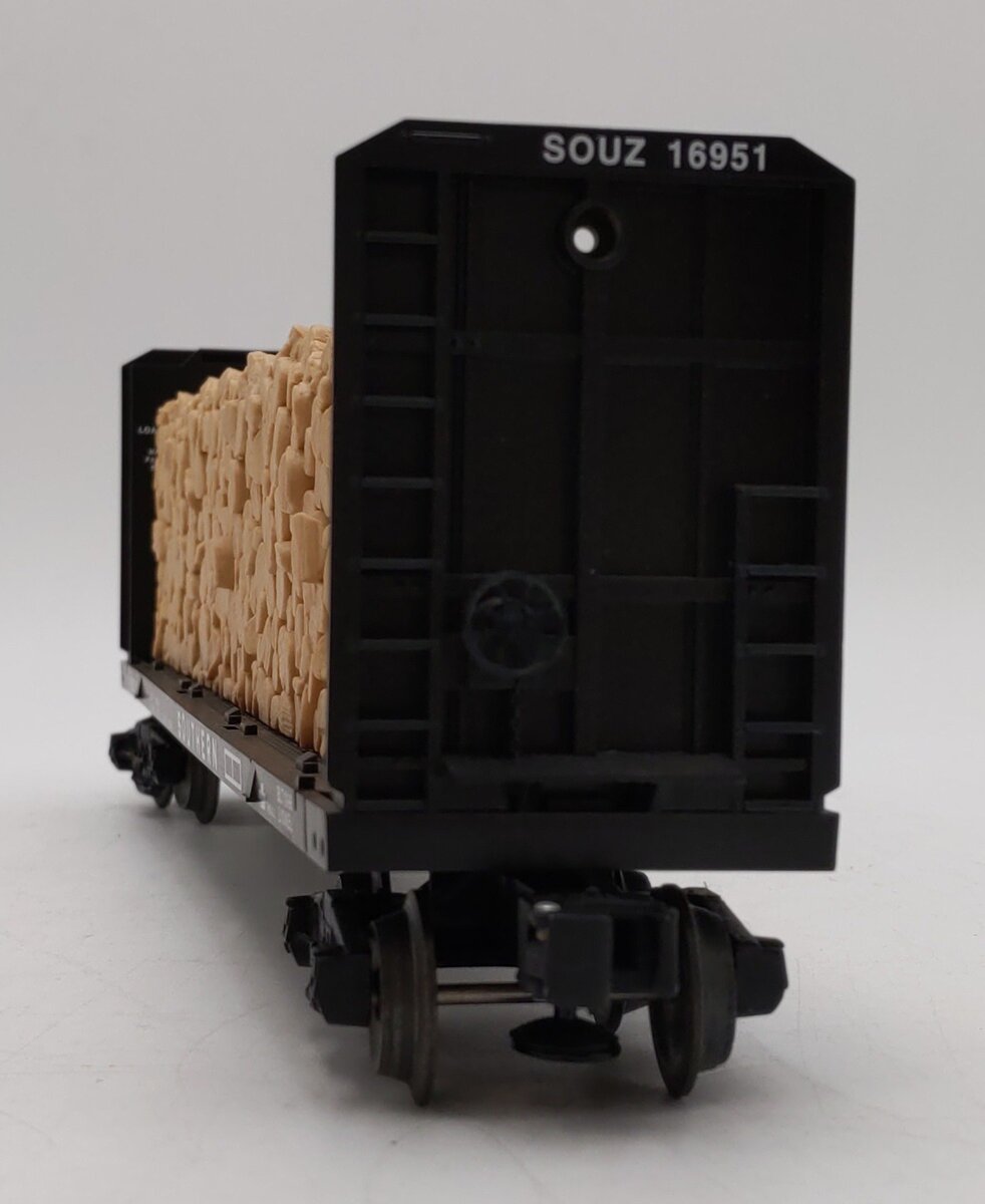 Lionel 6-16951 O Gauge 9823 Southern Bulkhead Flat Car w/ Simulated Wood Load LN/Box