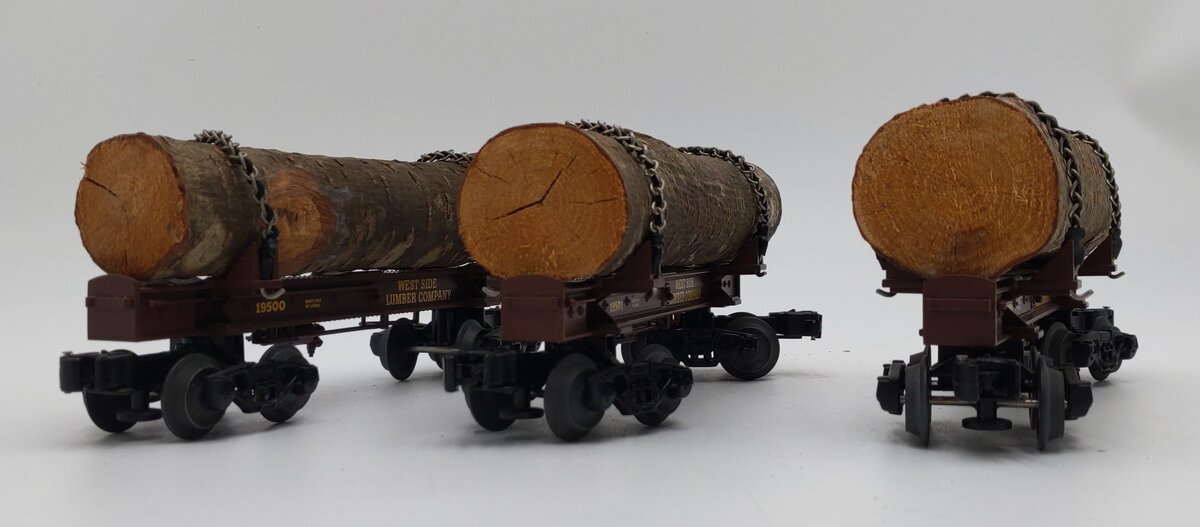 Lionel 6-29419 O West Side Lumber Skeleton 3-Log Car Set LN/Box