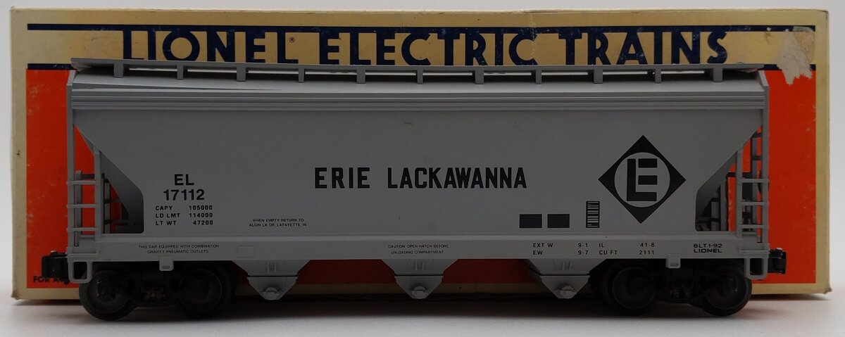 Lionel 6-17112 O Gauge Erie Lackawanna ACF Center Flow 3-Bay Hopper VG/Box