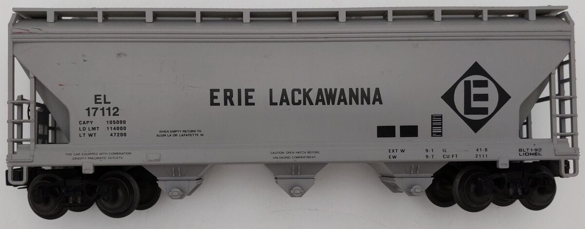 Lionel 6-17112 O Gauge Erie Lackawanna ACF Center Flow 3-Bay Hopper VG/Box