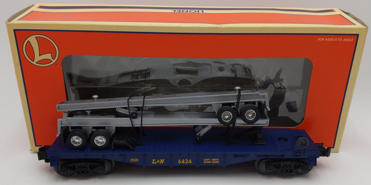 Lionel 6-19474 O Louisville & Nashville Flatcar W/Trailer Frames #6424 EX/Box