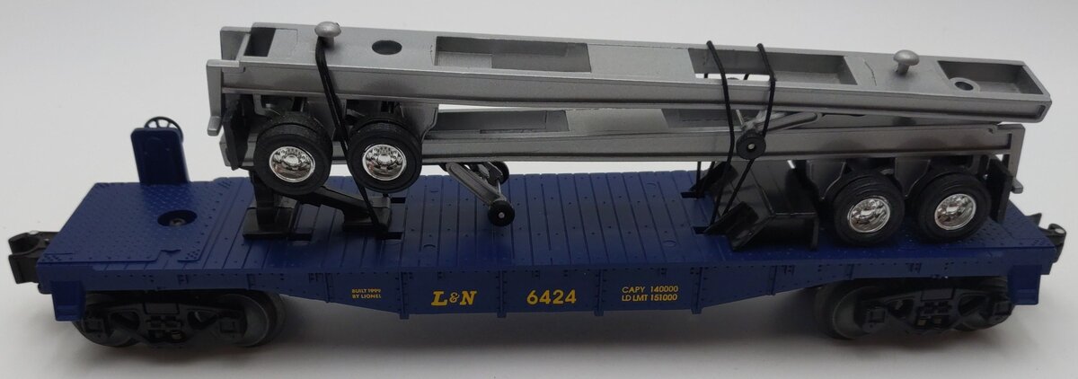Lionel 6-19474 O Louisville & Nashville Flatcar W/Trailer Frames #6424 EX/Box