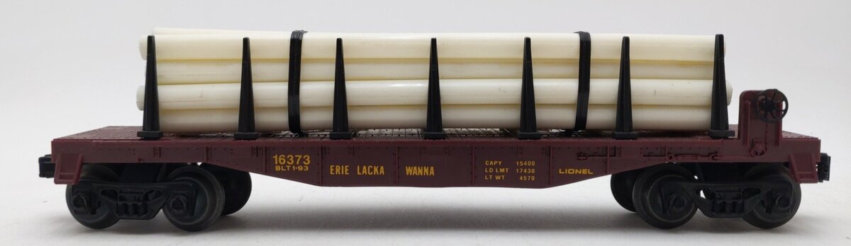 Lionel 6-16373 O Erie Lackawanna Flatcar #16373 w/ Custom Pipe Load EX/Box