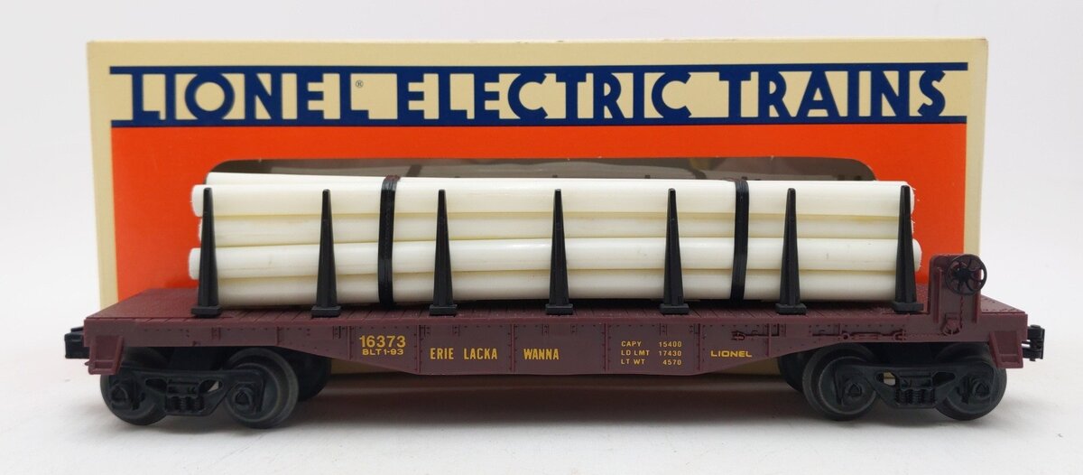 Lionel 6-16373 O Erie Lackawanna Flatcar #16373 w/ Custom Pipe Load EX/Box