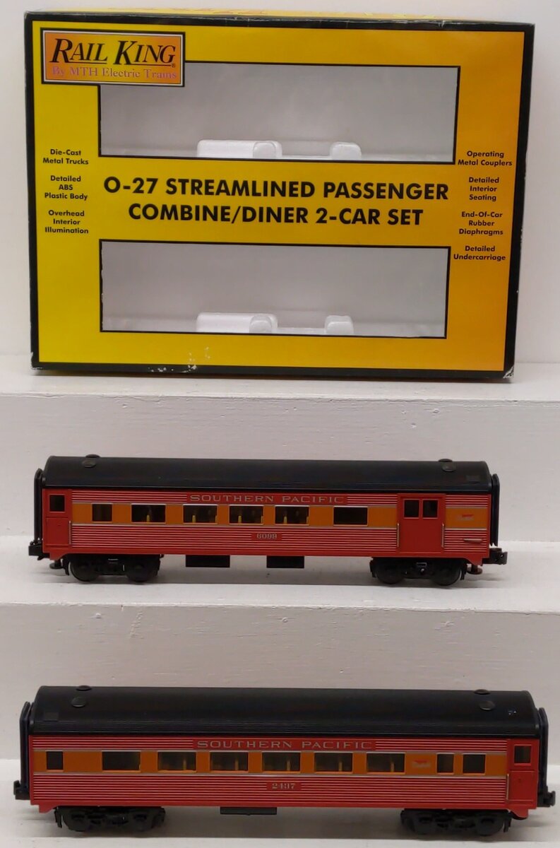 MTH 30-6063 O Southern Pacific O-27 Streamlined Combo/Diner Set (Set of 2) EX/Box