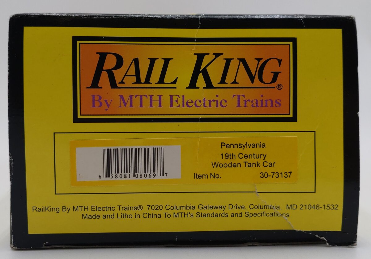 MTH 30-73137 Pennsylvania 19th Century Wooden Tank Car #109 LN/Box