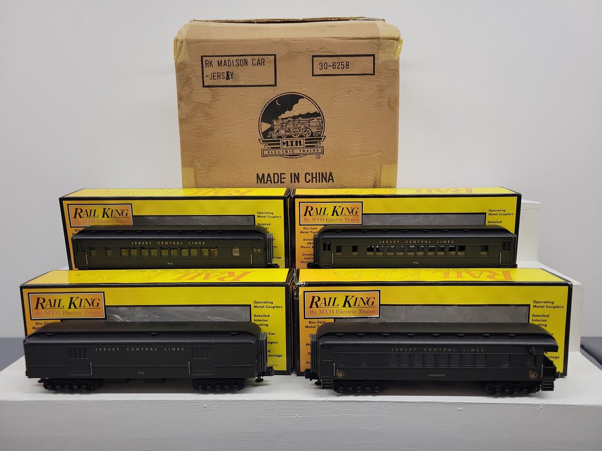 MTH 30-6258 O Gauge Jersey Central O-27 Madison Passenger Car Set (Set of 4) EX/Box