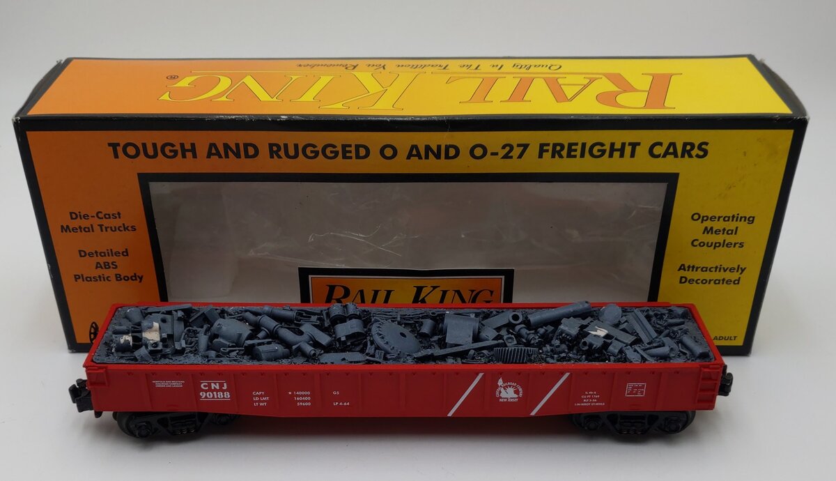 MTH 30-7223 Jersey Central Gondola w/Junk Load EX/Box