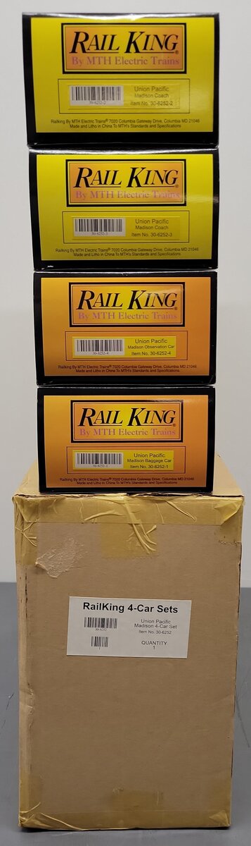 MTH 30-6252 O Union Pacific RailKing O-27 Madison Passenger Car Set (Set of 4) EX/Box