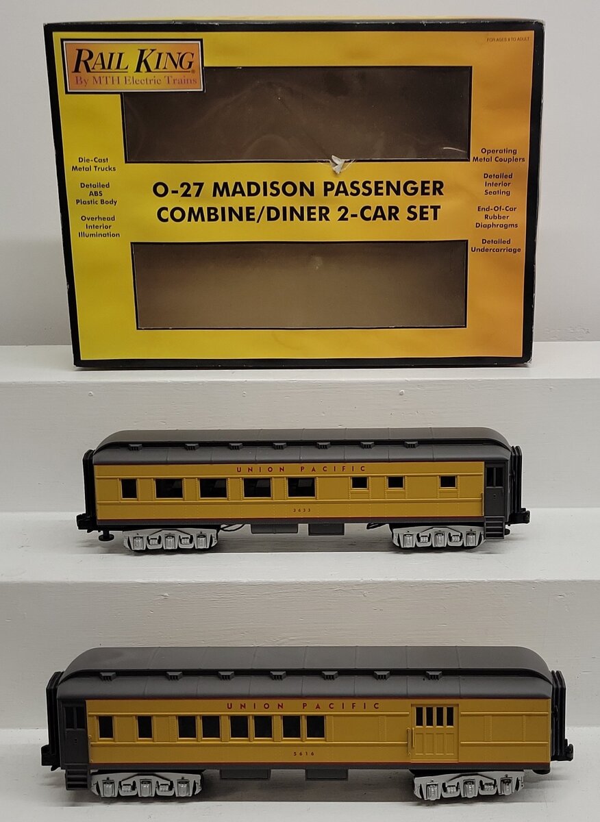 MTH 30-6253 O Union Pacific Madison Combo/Diner Set 3633/5616 (Set of 2) EX/Box