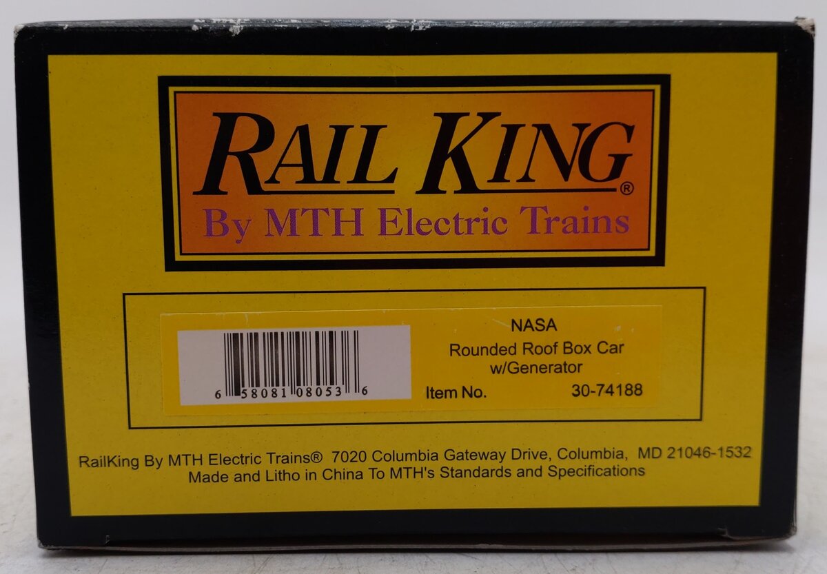 MTH 30-74188 NASA Rounded Roof Box Car w/Generator EX/Box