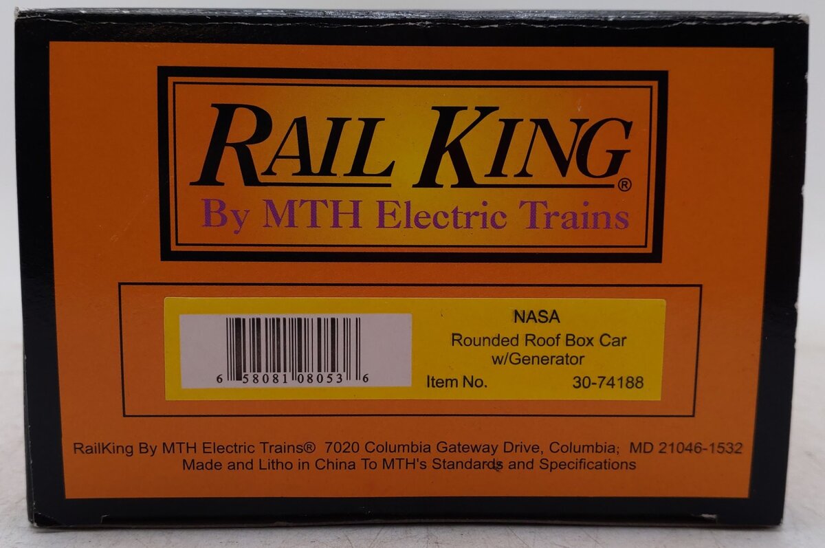 MTH 30-74188 NASA Rounded Roof Box Car w/Generator EX/Box
