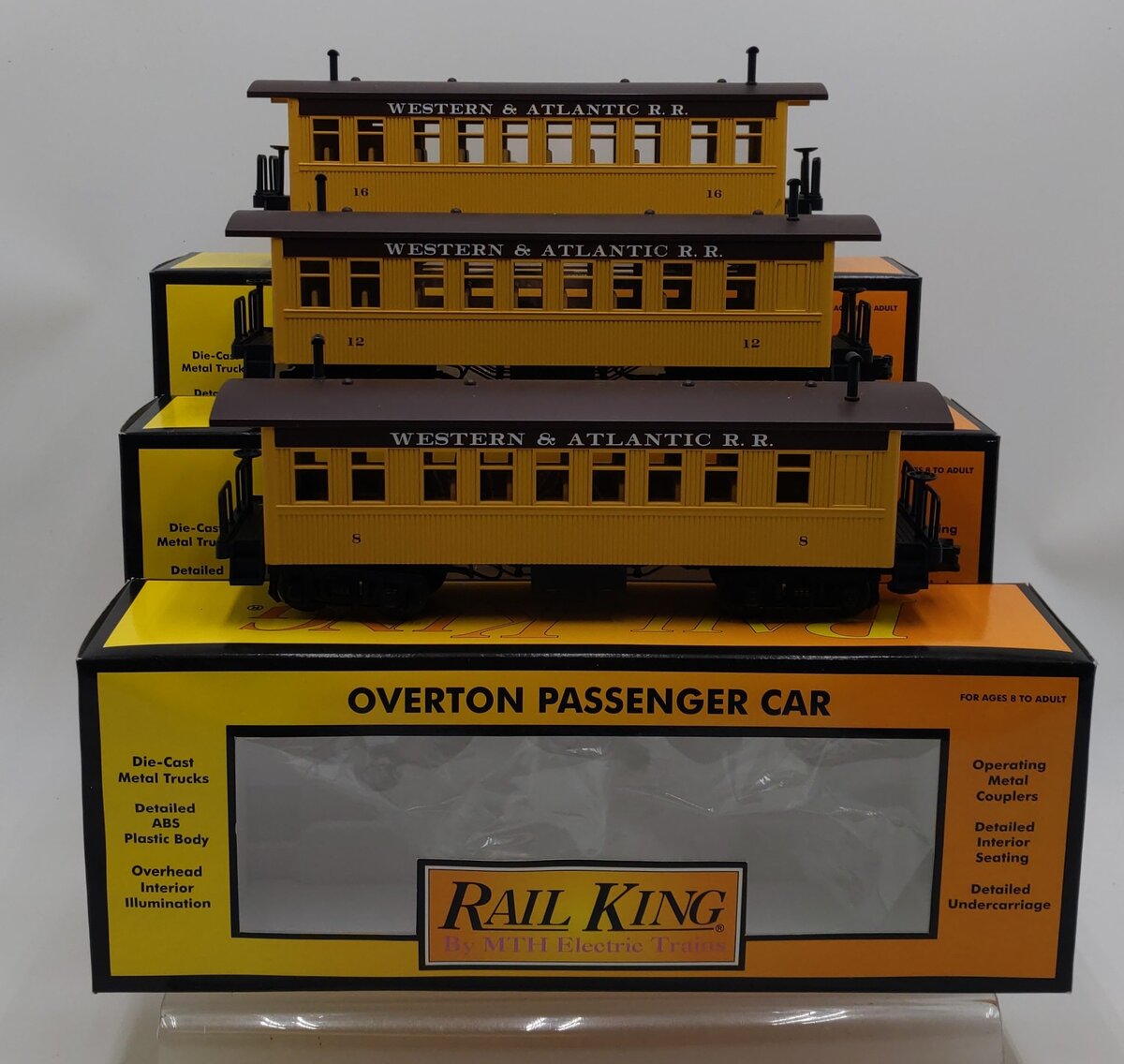 MTH 30-6400 O Gauge Western & Atlantic Overton Passenger Coach 3 Car Set LN/Box