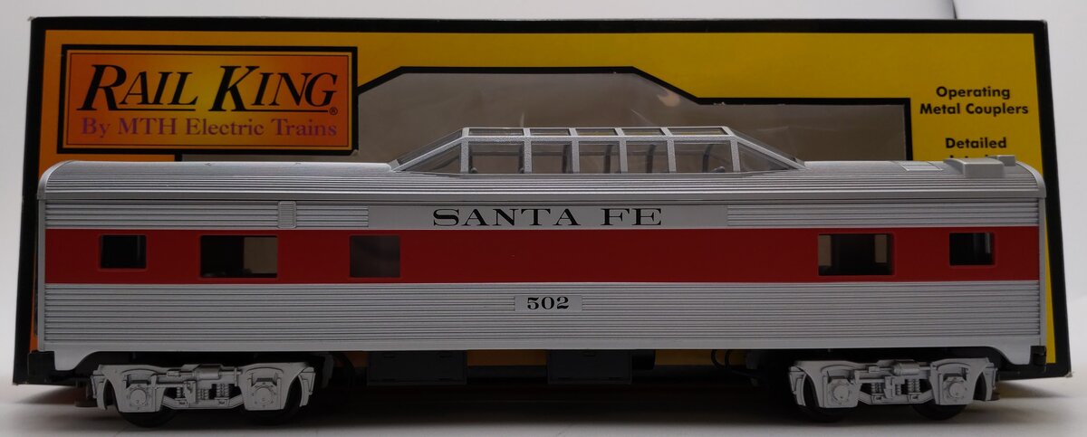 MTH 30-6012 O Gauge Santa Fe Streamlined Vista Dome Car #502 EX/Box
