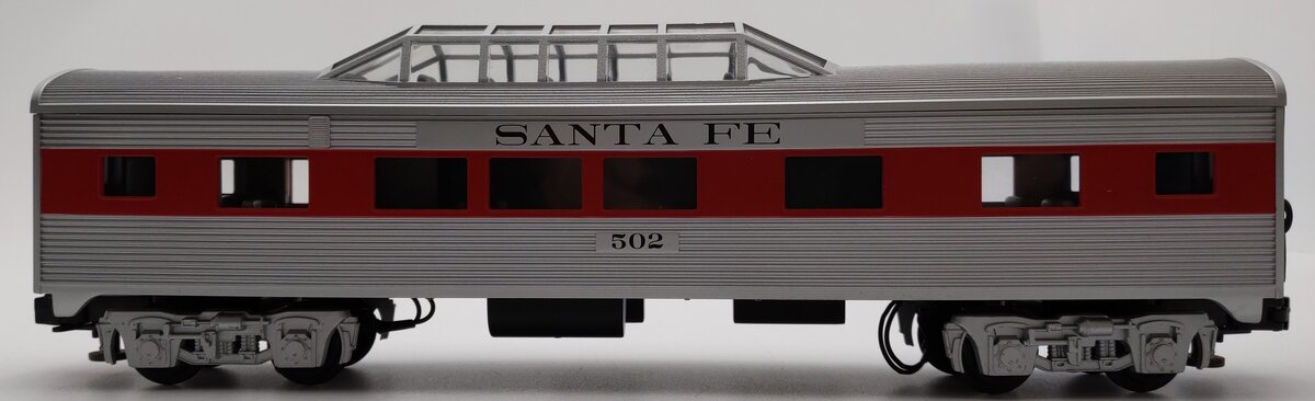 MTH 30-6012 O Gauge Santa Fe Streamlined Vista Dome Car #502 EX/Box