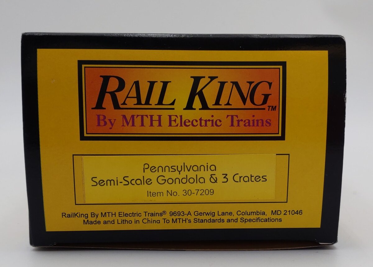 MTH 30-7209 O Gauge Pennsylvania Gondola w/3 Crates #367829 EX/Box