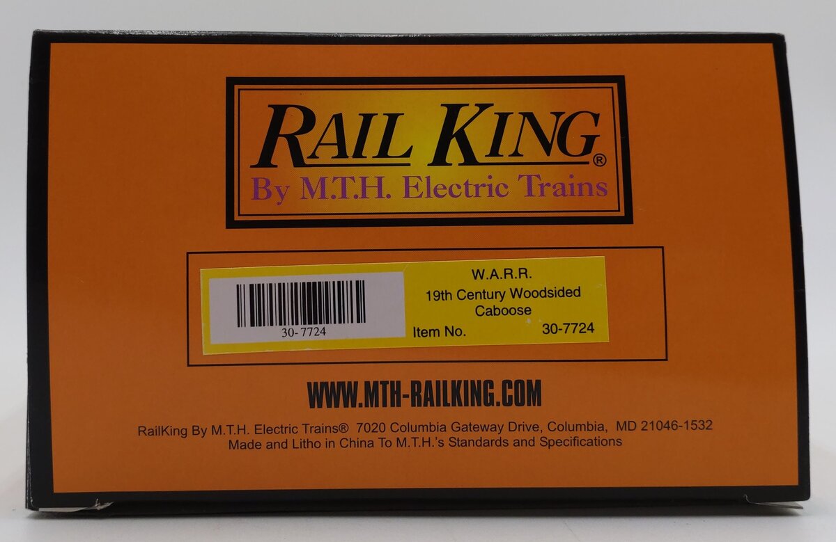 MTH 30-7724 O Gauge W.A.R.R. 19th Century Woodsided Caboose #58 EX/Box