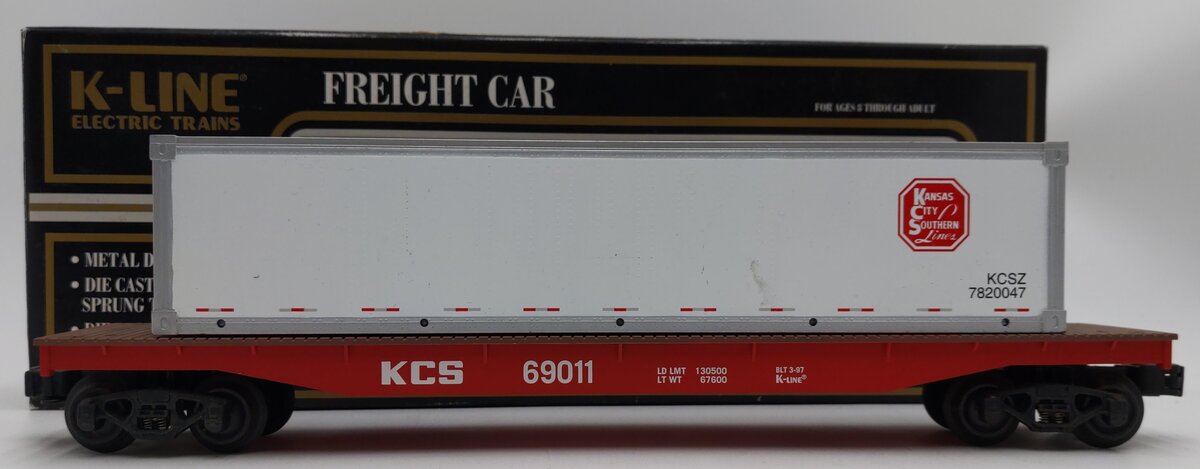 K-Line K69011 O Kansas City Southern Flatcar w/ Kansas City Southern Container EX/Box