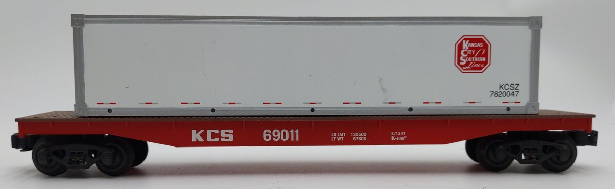 K-Line K69011 O Kansas City Southern Flatcar w/ Kansas City Southern Container EX/Box