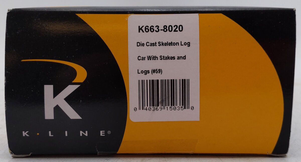 K-Line K663-8020 O Gauge Diecast Skeleton Car w/ High Stakes & Logs #59 EX/Box