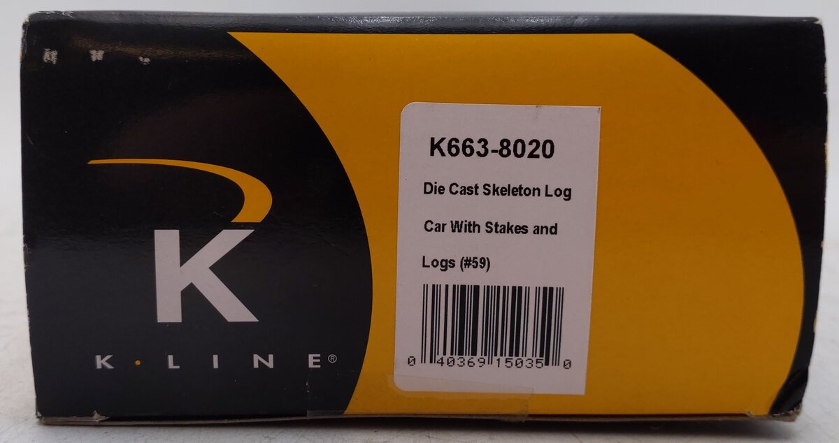 K-Line K663-8020 O Gauge Diecast Skeleton Car w/ High Stakes & Logs #59 EX/Box