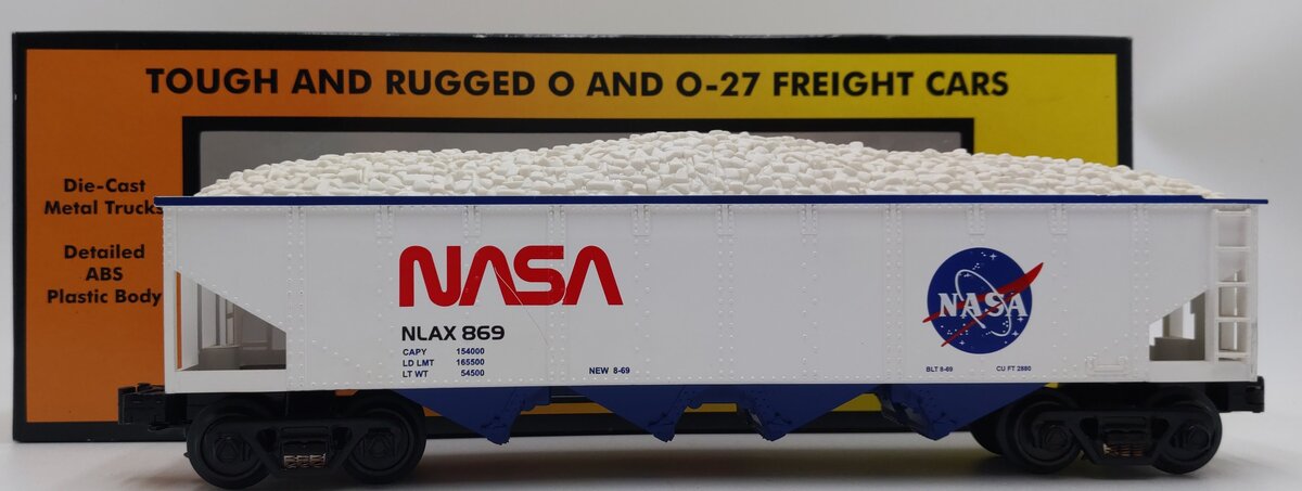 MTH 30-75144 NASA Hopper Car NLAX #869 W/ Coal Load EX/Box
