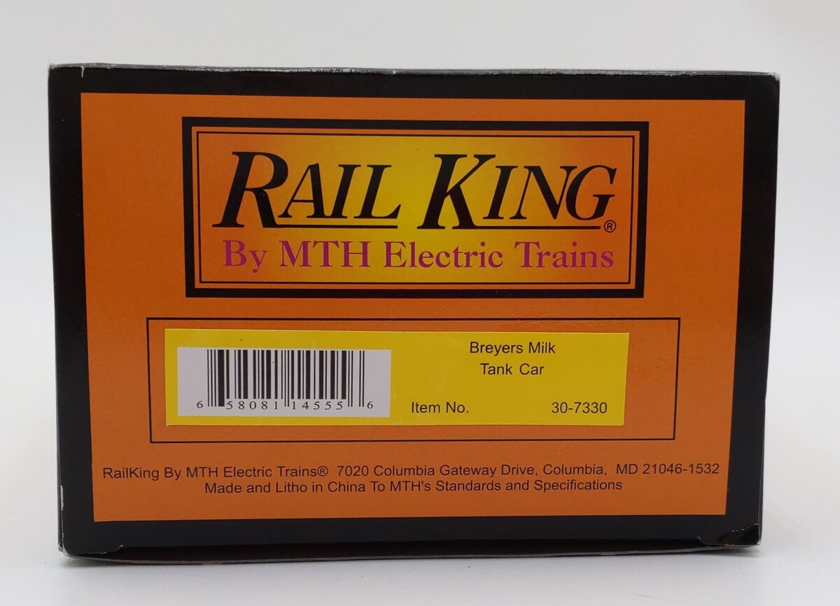 MTH 30-7330 O Gauge Breyers Milk Single Dome Tank Car #1084 EX/Box