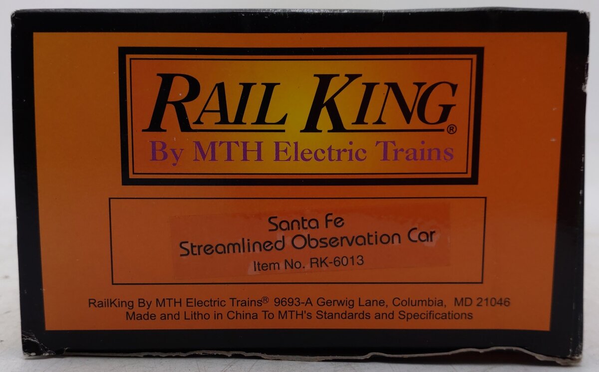 MTH 30-6013 O Santa Fe Streamlined Observation Car #3198 EX/Box