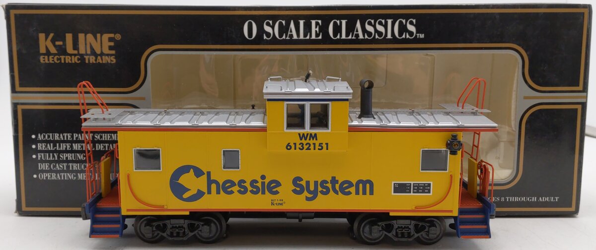 K-Line K613-2151 O Gauge Chessie Extended Vision Caboose #6132151 EX/Box