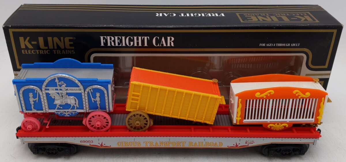 K-Line K-69003 O Gauge Circus Transport Railway Flatcar #69003 with Wagons VG/Box